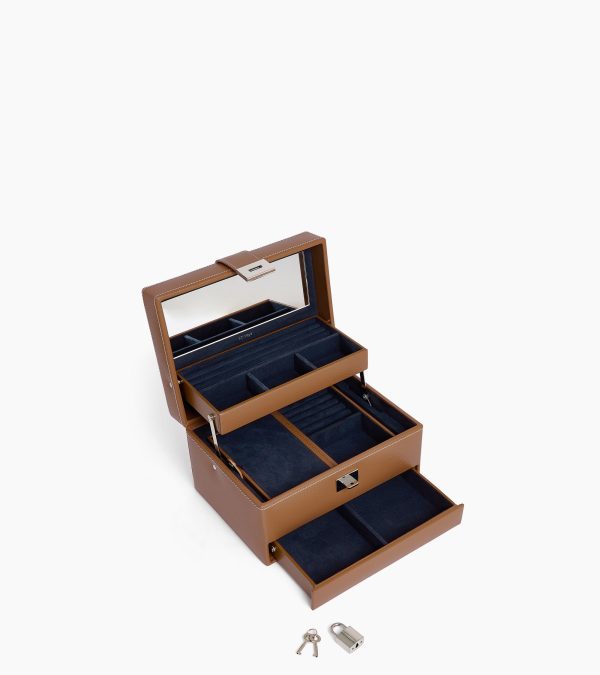 Medium automatic opening leather jewellery box - Image 2