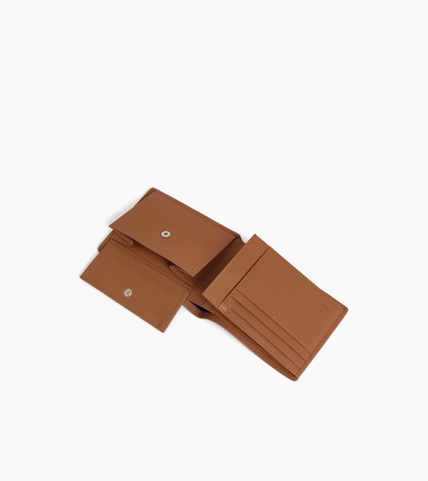 Charles flap wallet with 2 gussets in grained leather - Image 3