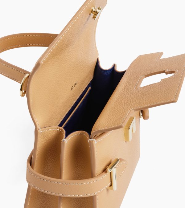 Emilie small handbag with double flap in grained leather - Image 4