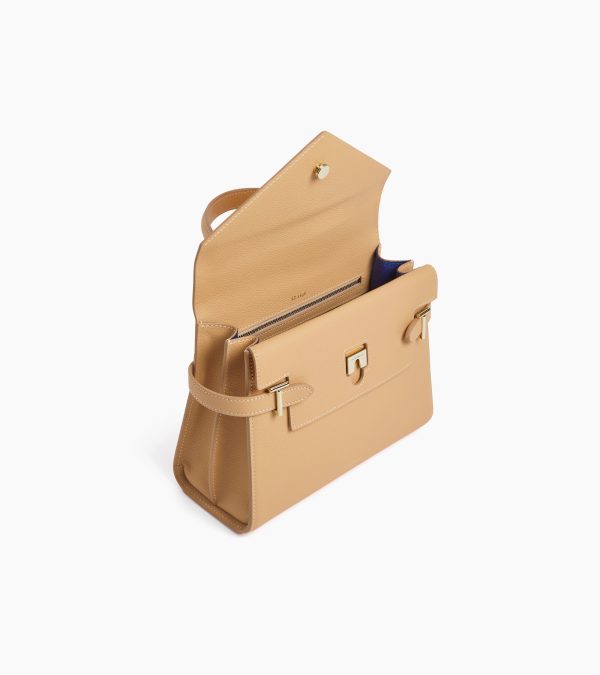 Emilie medium handbag with double flap in grained leather - Image 2