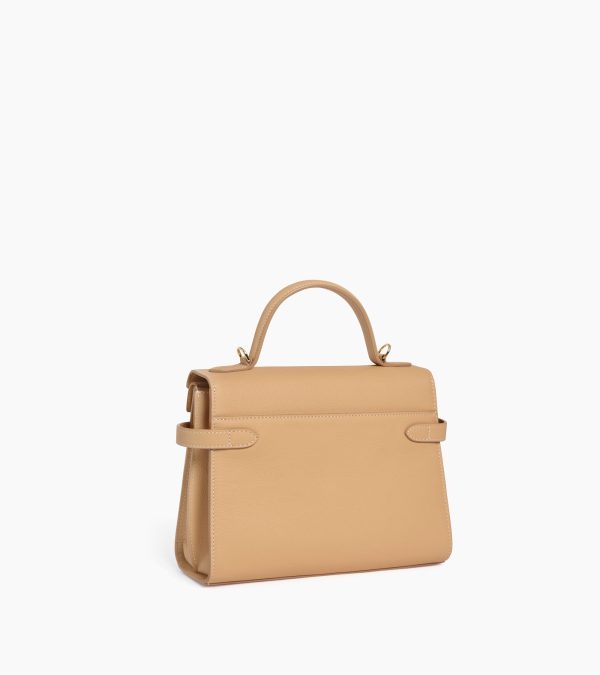 Emilie medium handbag with double flap in grained leather - Image 3