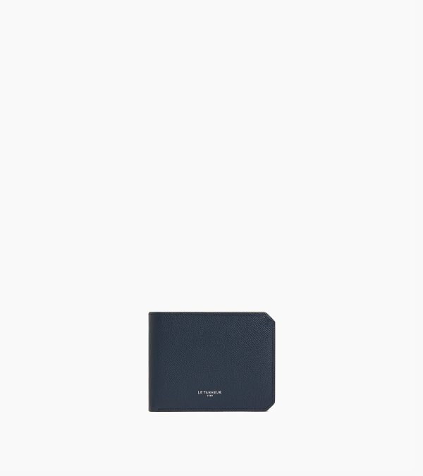 Gaston horizontal wallet 2 flaps in cross grain leather