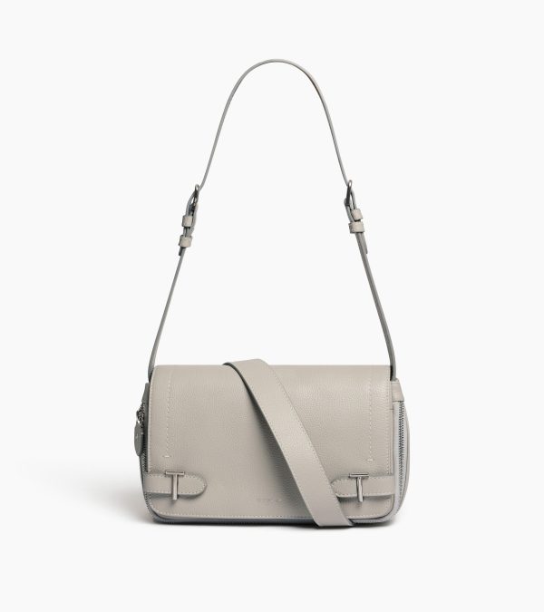 Simone small bag with crossbody strap in grained leather - Image 3