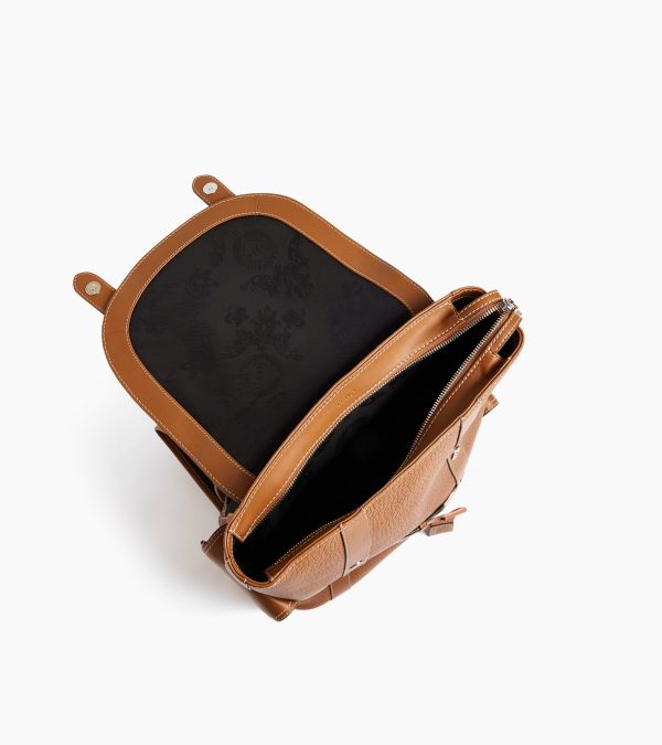 Noah backpack with flap in buffalo grain leather and smooth leather - Image 3