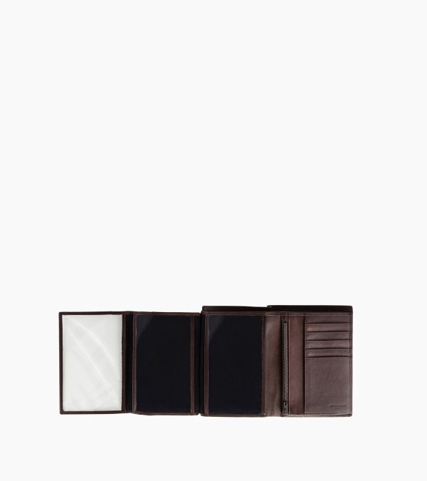 Large zipped vertical wallet with 3 sections Gary in oiled leather. - Image 2