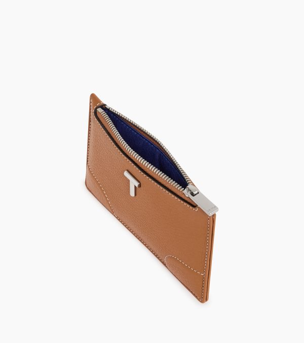 Romy zipped card holder in grained leather - Image 2