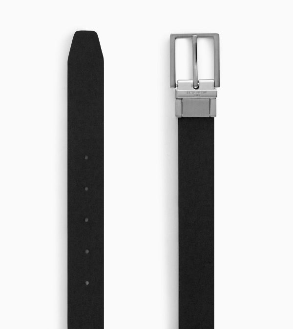 Classic men's belt with square buckle in smooth leather - Image 2